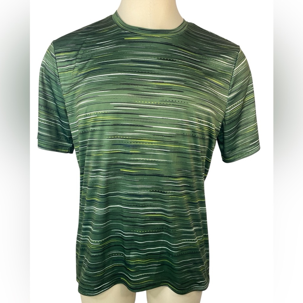 Pro Player Green Striped Short Sleeve T Shirt Men’s Large